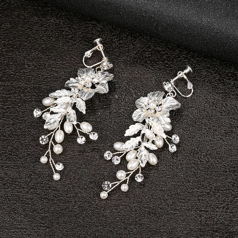 Elegant Floral Earrings for Women Pearl & Crystal Bridal Jewelry - Bohemian Wedding Accessories - Luxury Everyday To Formal Wear