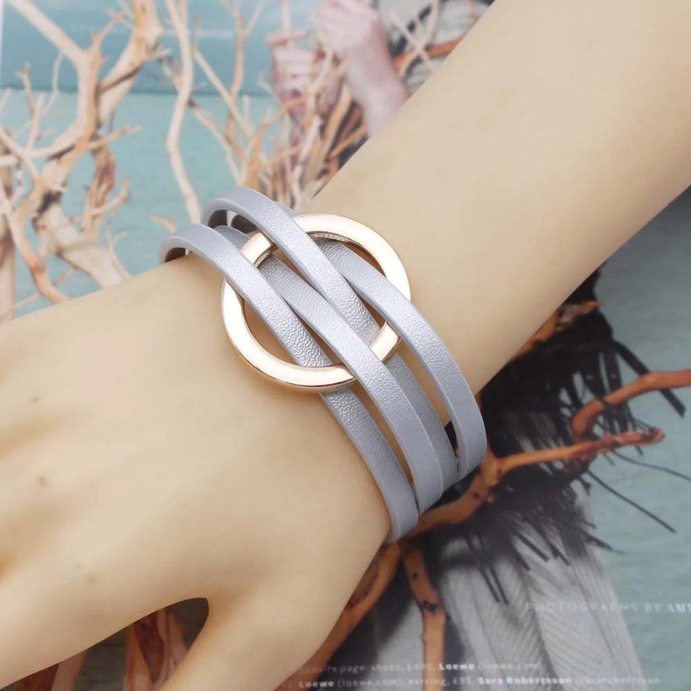 Leather Bracelets For Women 2024 Fashion Bracelets & Bangles Elegant Multilayer Wide Wrap Bracelet Female Jewelry Gift Secondary image
