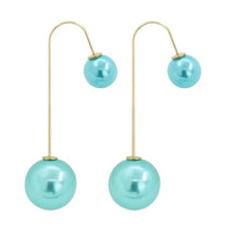 Fashion Earrings for Women U-Shaped Double Sided Faux Pearl Gold Plated Ear Dangle Jewelry