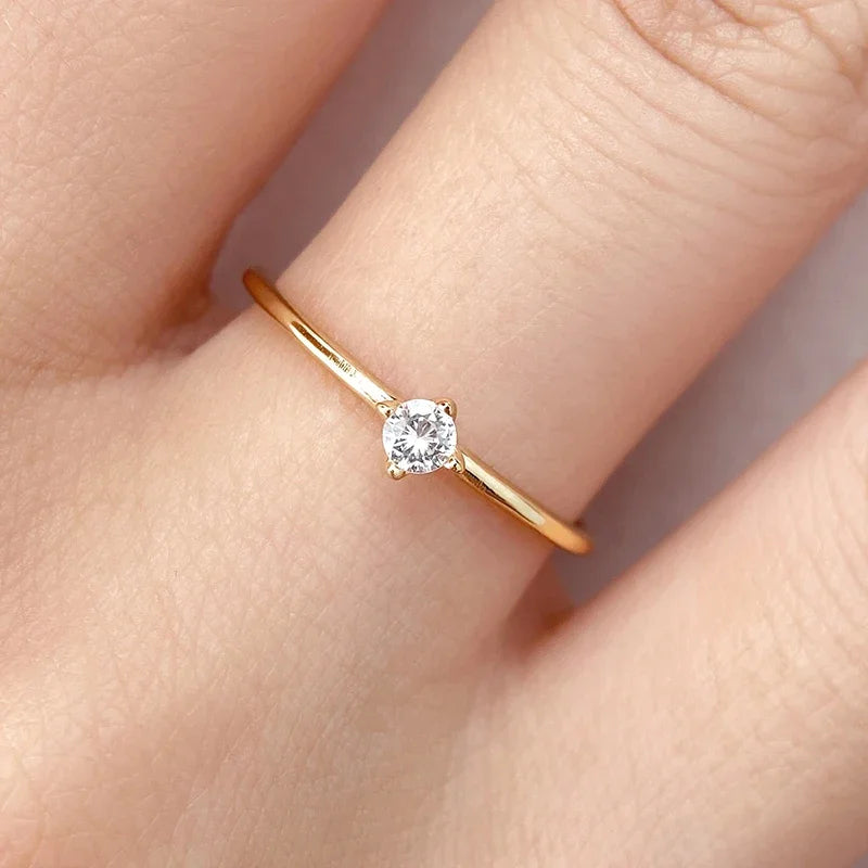 925 Sterling Silver Zircon Simple Round Rings for Women Gift Original Wedding Ring High Quality Gold Color Fine Jewelry