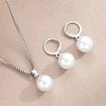 '2 Pieces Of Round Pearl Jewelry Set, Earrings, Pendants, Necklaces, Ladies' Exquisite And Fashionable Wedding Jewelry Set,Gifts