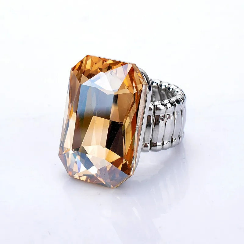 Personality Elegant Big Ring for Women 7 Colors Big Resin Stone Fashion Elastic Stretch Finger Rings Jewelry Christmaswholesale