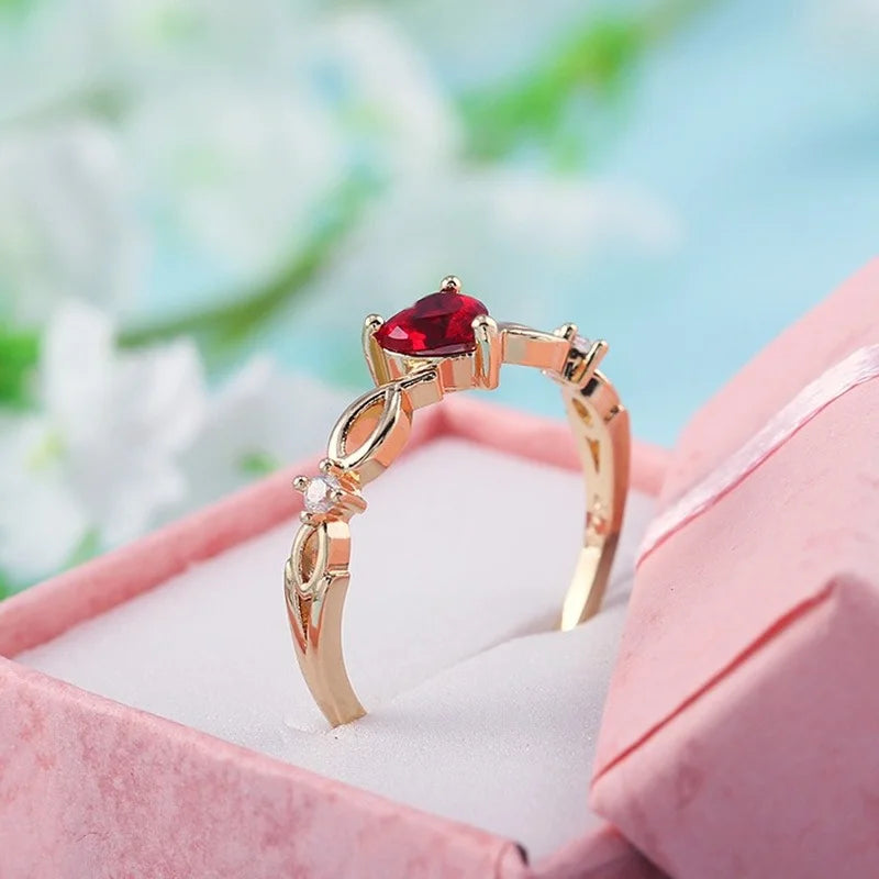 Simple Heart Ring For Women Female Cute Finger Rings Romantic Birthday Gift For Girlfriend Fashion Zircon Stone Jewelry Secondary image