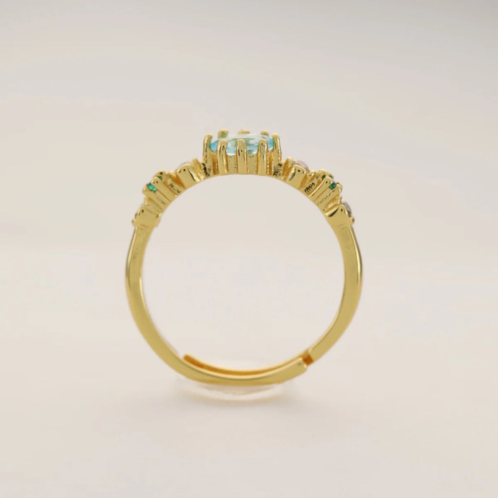 S925 Sterling Silver Ring for Women: Sparkling Art Zircon Inlaid, 18k Gold Plating，Elegant Gift Jewelry
