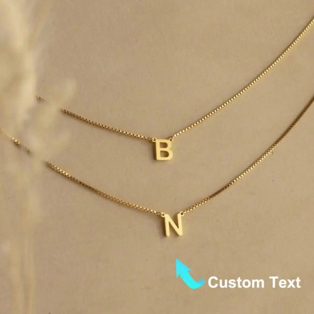 Custom Layered Letter Necklaces For Women Gold Color Stainless Steel Two Initial Necklace with Box Chain Minimalist Jewelry