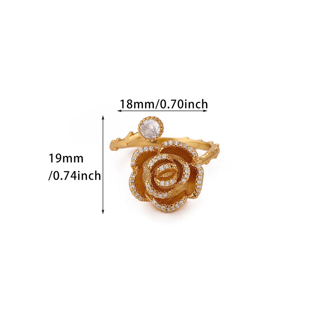 Pink Romantic Rose Rings For Women Elegant Fashion Full Zircon Flower Anillos Gold Color Jewelry Valentine's Day Wife Mama Gift