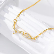 Luxury Shiny Crystal Arabic Love Pendant Necklace For Women Stainless Steel Chain Fashion Vintage Necklace Jewelry Couple Gifts