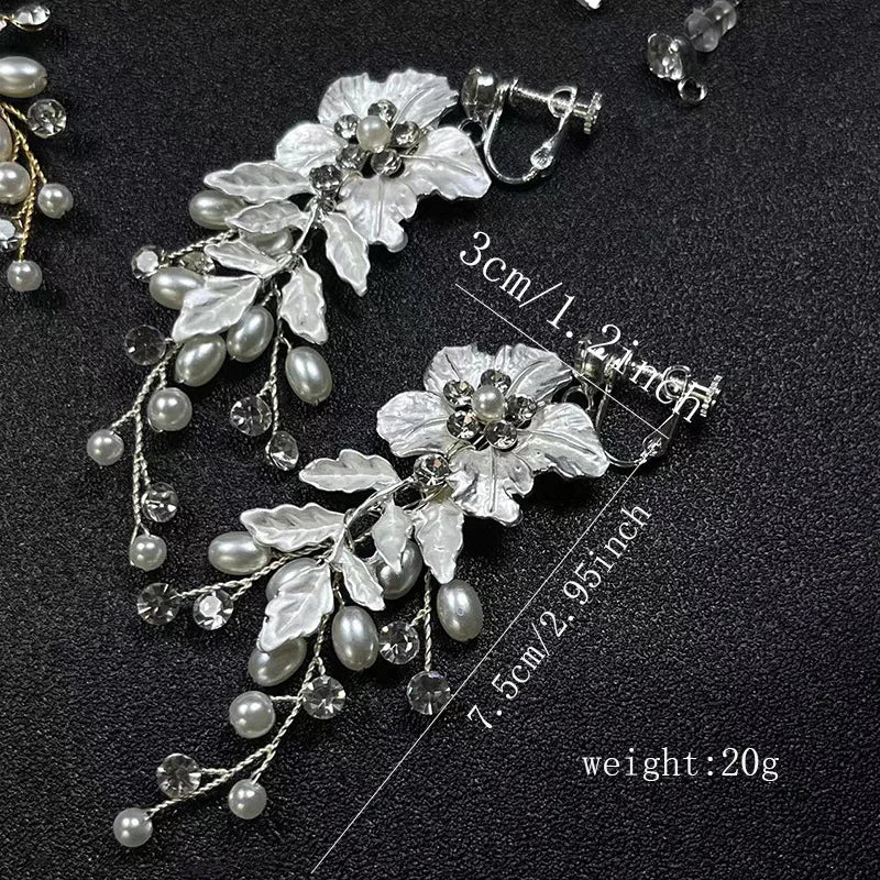Elegant Floral Earrings for Women Pearl & Crystal Bridal Jewelry - Bohemian Wedding Accessories - Luxury Everyday To Formal Wear Secondary image
