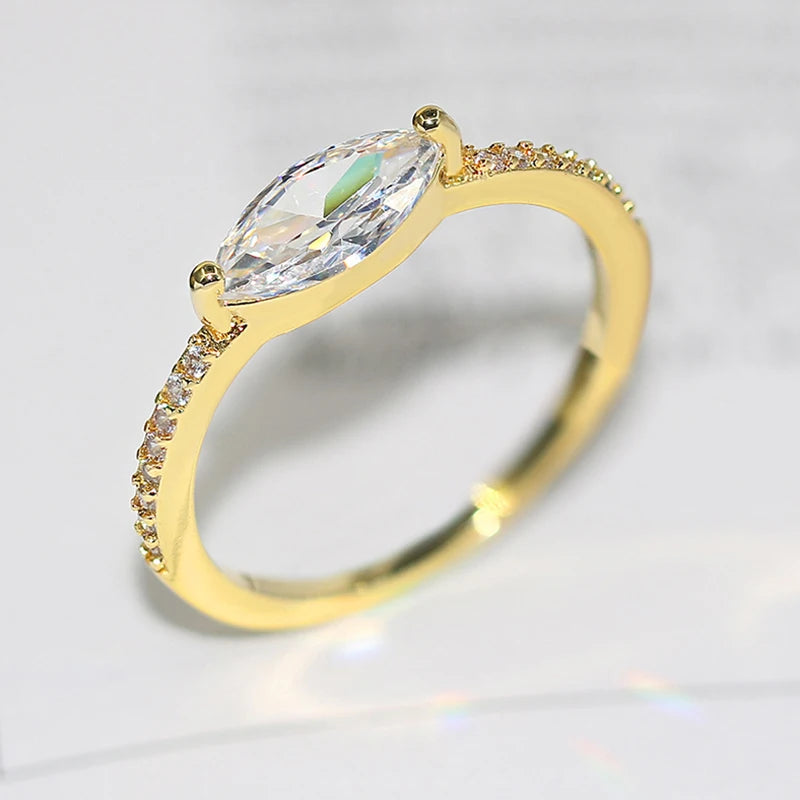Wedding Rings For Women Simple Elegant Oval Zircon Light Gold Color Party Finger Ring Gift Fashion Jewelry R870 Main image
