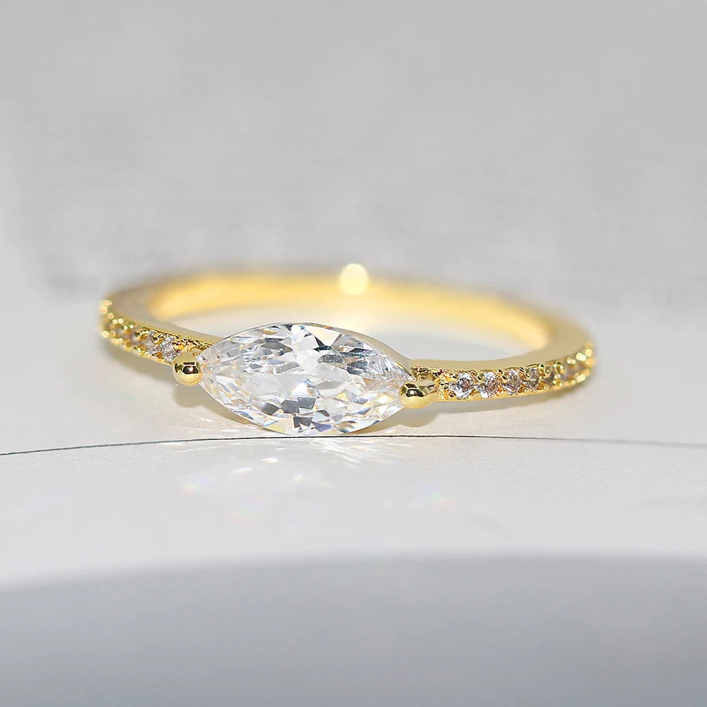 Wedding Rings For Women Simple Elegant Oval Zircon Light Gold Color Party Finger Ring Gift Fashion Jewelry R870