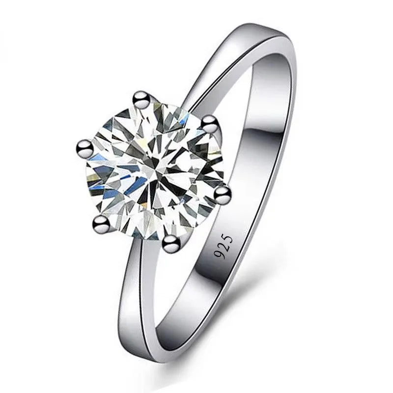 Fine Wedding Rings for Men Women Gift S925 Sterling Silver Color Austrian Crystal Engagement Proposal Ring Jewelry Bague Femme Main image