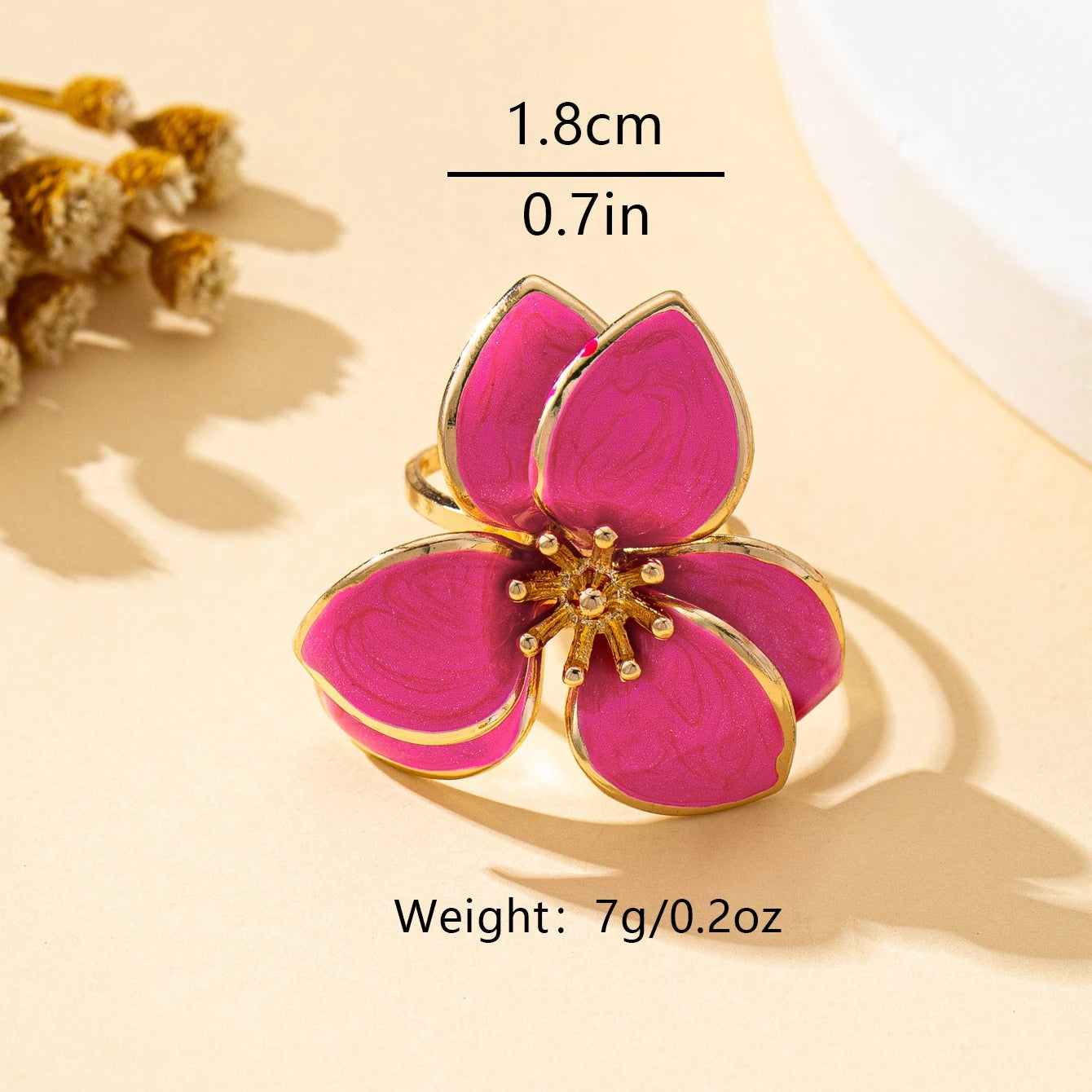 A Women's Open Ring with Flowers in Various Colors to Choose From, a Colorful and Fashionable Open Ring Suitable for Everyday and Vacation Wear Secondary image