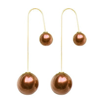 Fashion Earrings for Women U-Shaped Double Sided Faux Pearl Gold Plated Ear Dangle Jewelry