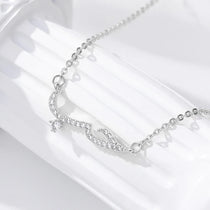 Luxury Shiny Crystal Arabic Love Pendant Necklace For Women Stainless Steel Chain Fashion Vintage Necklace Jewelry Couple Gifts