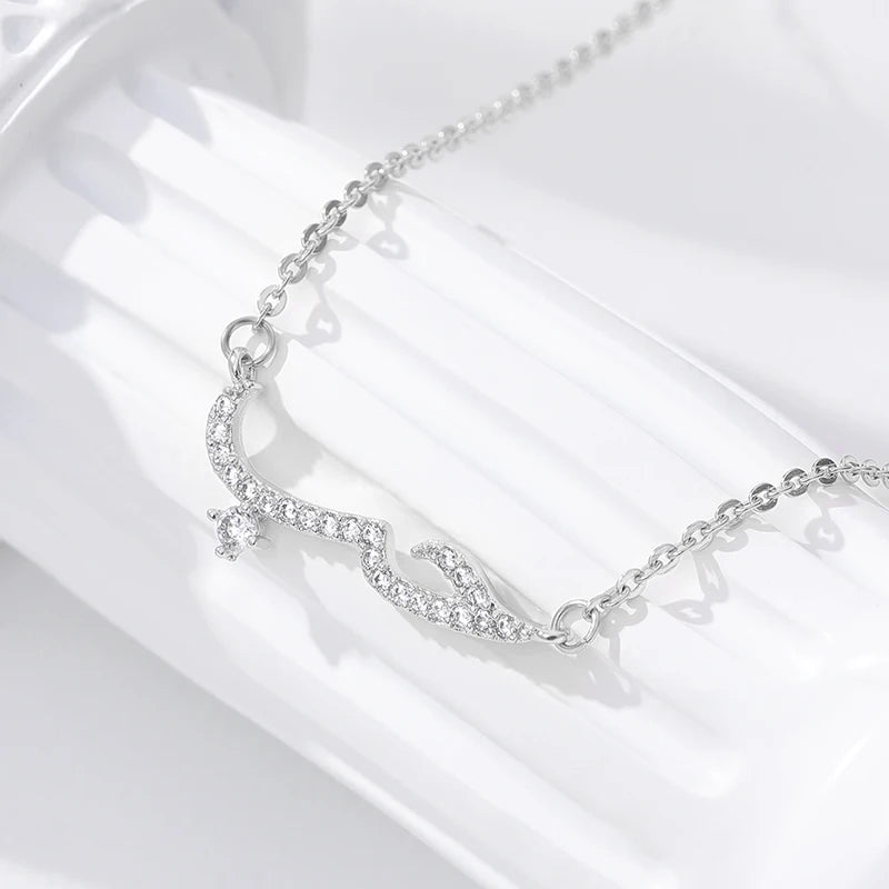 Luxury Shiny Crystal Arabic Love Pendant Necklace For Women Stainless Steel Chain Fashion Vintage Necklace Jewelry Couple Gifts