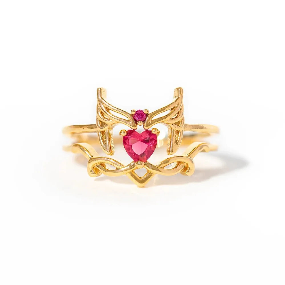 Rose Red Zircon Rings For Women Minimalism 18K Gold Plated Finger Dainty Jewelry Valentine Gifts For Girlfriend anillos mujer