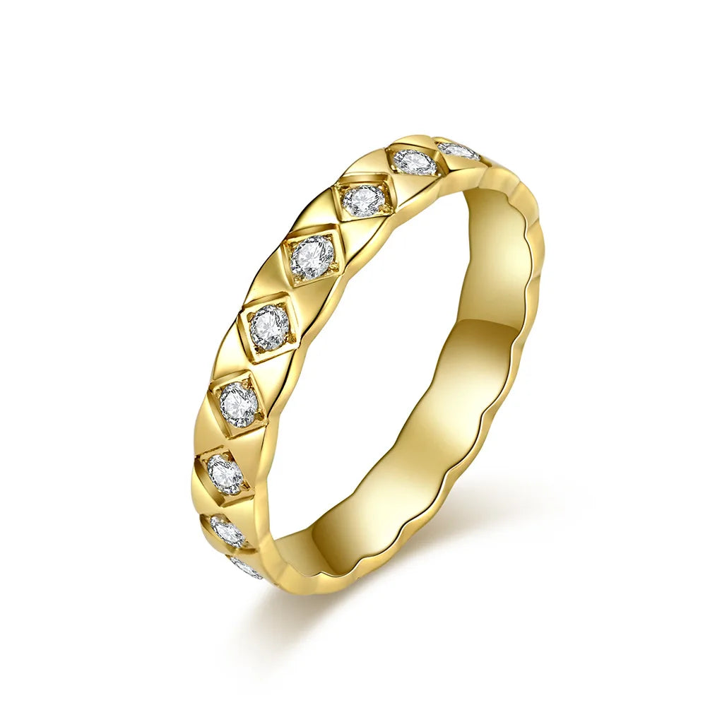 Stainless Steel Rings for Women Elegant Shinnying Zircon Charming Simple Stacking Rhombus Engagement Wedding Jewelry Lover Gifts