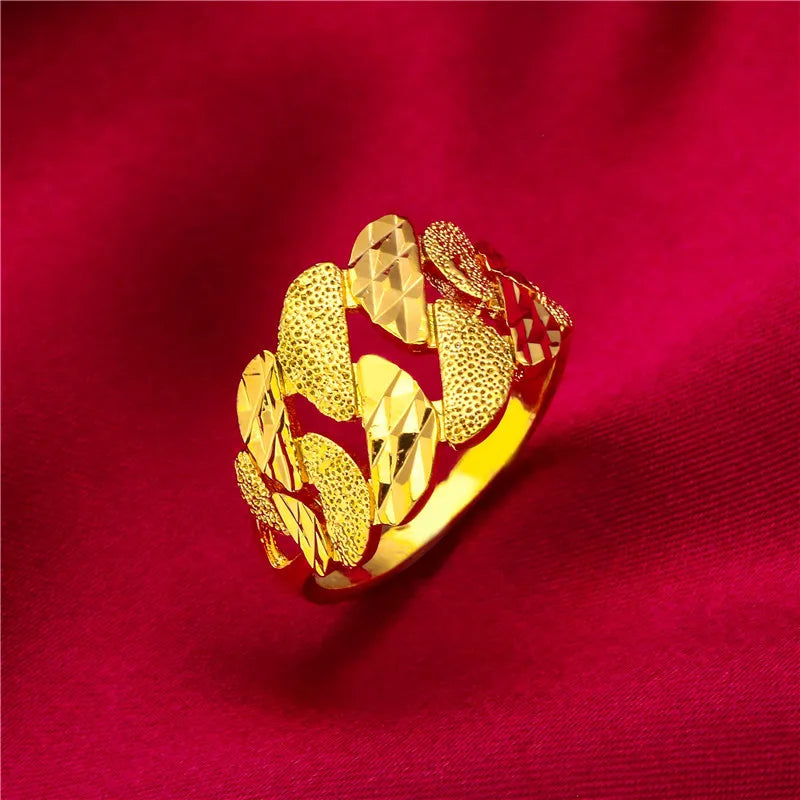 Women's Woven Pattern Gold Tone Open Adjustable Ring Fashion Jewelry For Daily Wear Party Date Gift 5 Optional Styles For Female