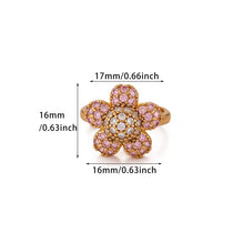 Pink Romantic Rose Rings For Women Elegant Fashion Full Zircon Flower Anillos Gold Color Jewelry Valentine's Day Wife Mama Gift