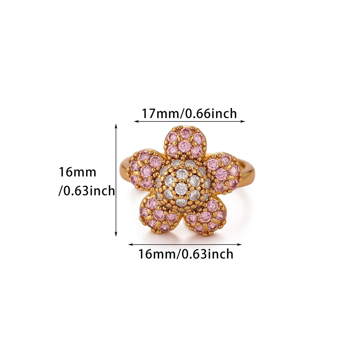 Pink Romantic Rose Rings For Women Elegant Fashion Full Zircon Flower Anillos Gold Color Jewelry Valentine's Day Wife Mama Gift