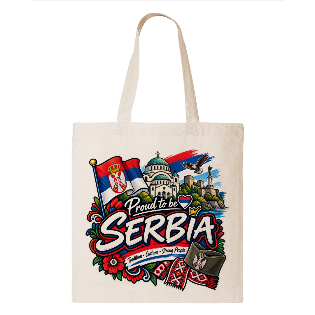 Serbia Heritage Graphic Tote Bag – Country Pride Canvas Tote Main image