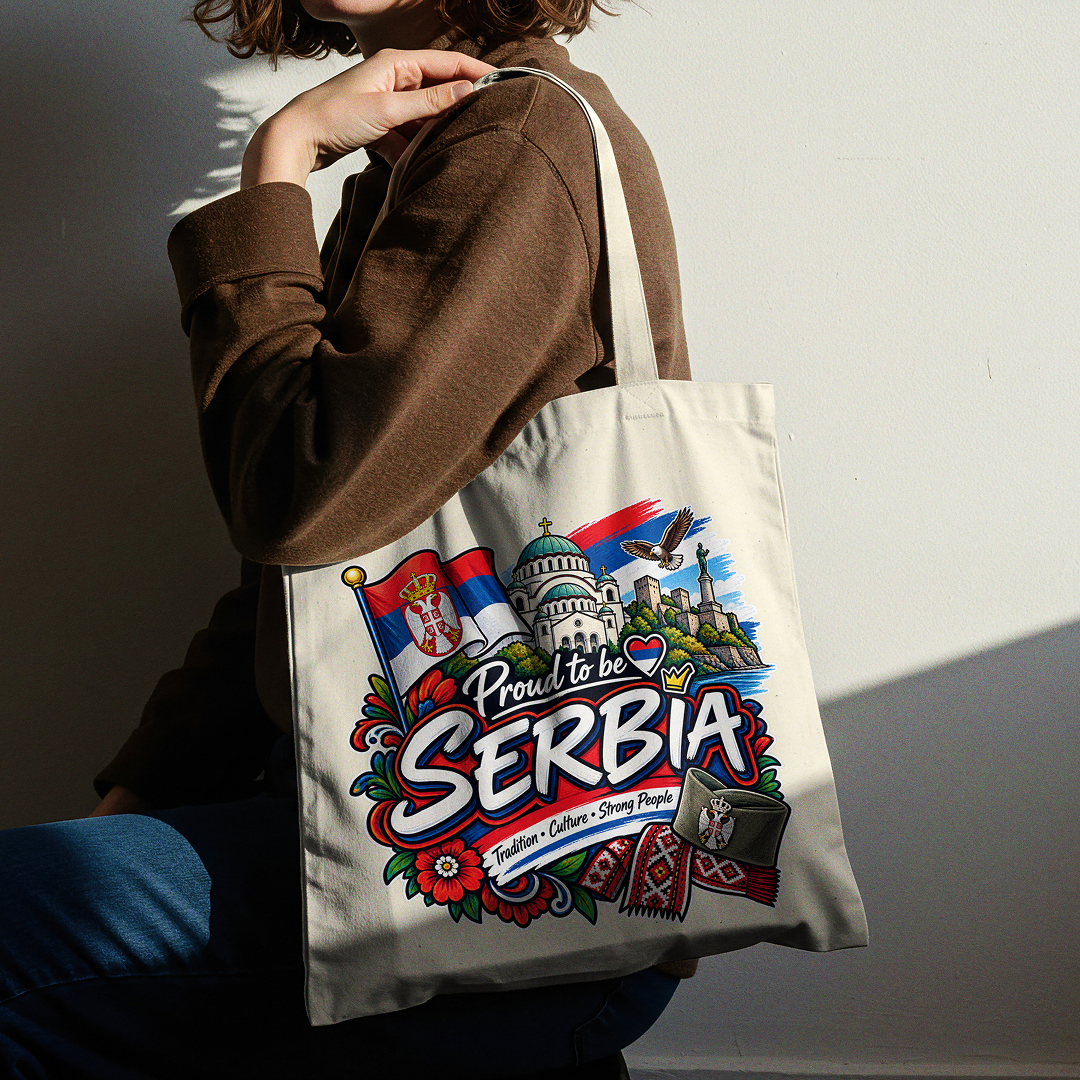 Serbia Heritage Graphic Tote Bag – Country Pride Canvas Tote