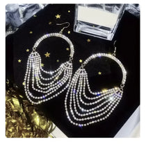 Earrings for women crystal oorbellen hangers statement chain pendientes largos ear circle tassel trendy geometric Euro-American