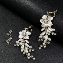 Elegant Floral Earrings for Women Pearl & Crystal Bridal Jewelry - Bohemian Wedding Accessories - Luxury Everyday To Formal Wear