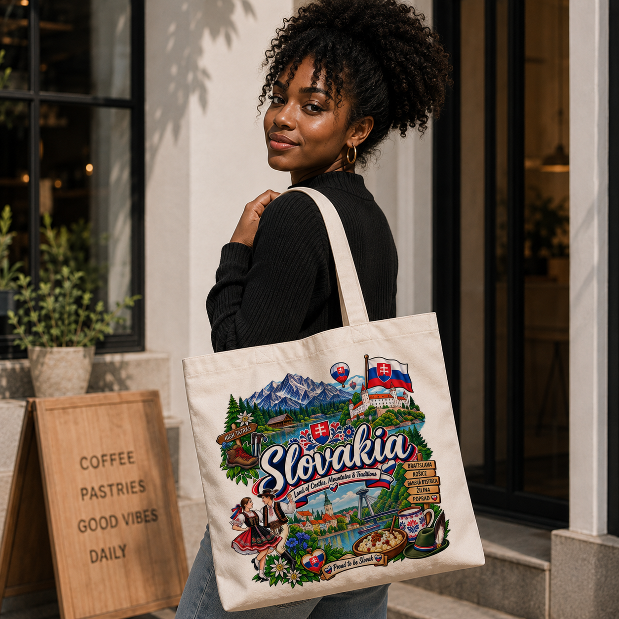 Slovakia Heritage Graphic Tote Bag – Country Pride Canvas Tote Secondary image