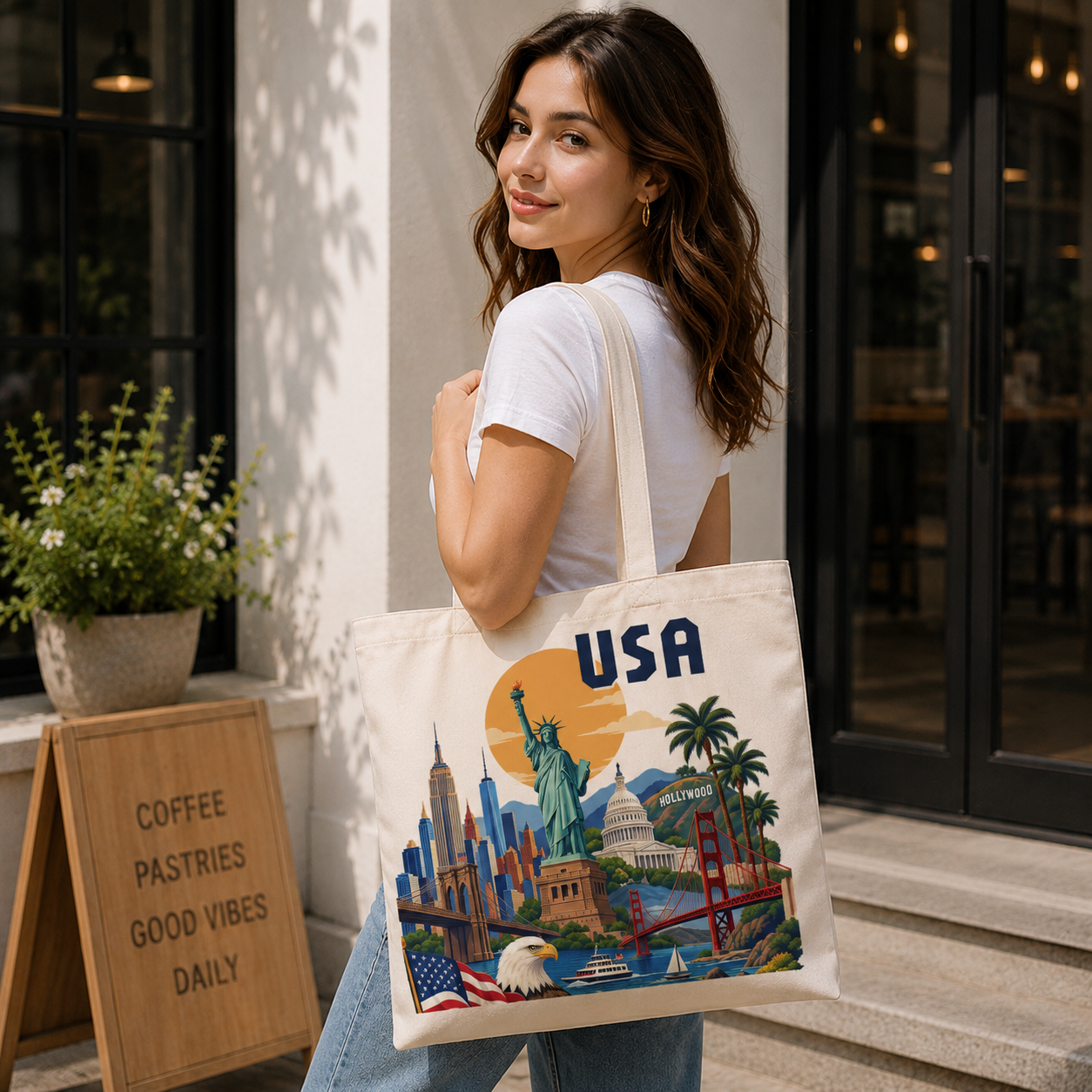 USA Heritage Graphic Tote Bag – Country Pride Canvas Tote Secondary image