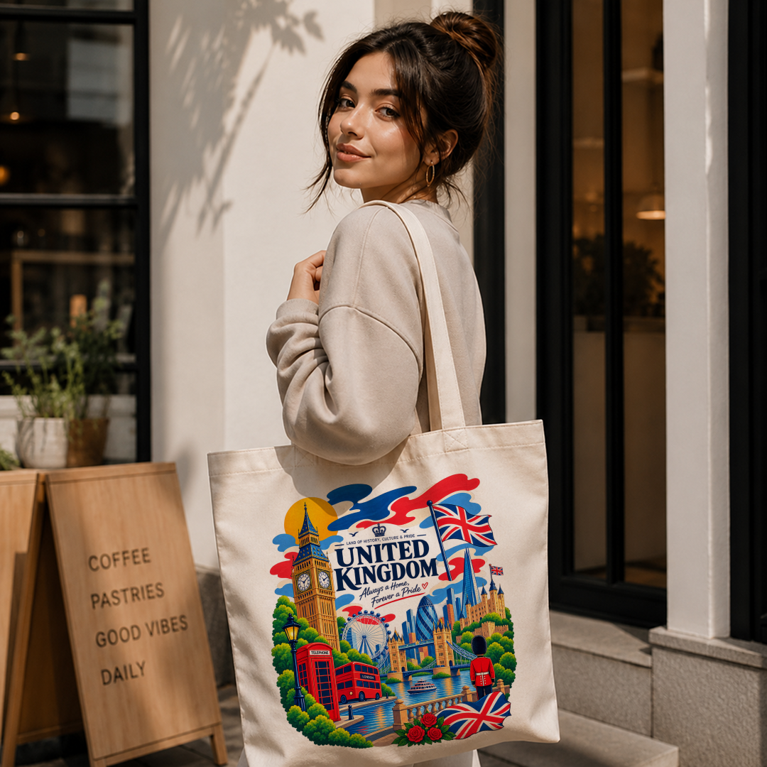 United Kingdom Heritage Graphic Tote Bag – Country Pride Canvas Tote Secondary image