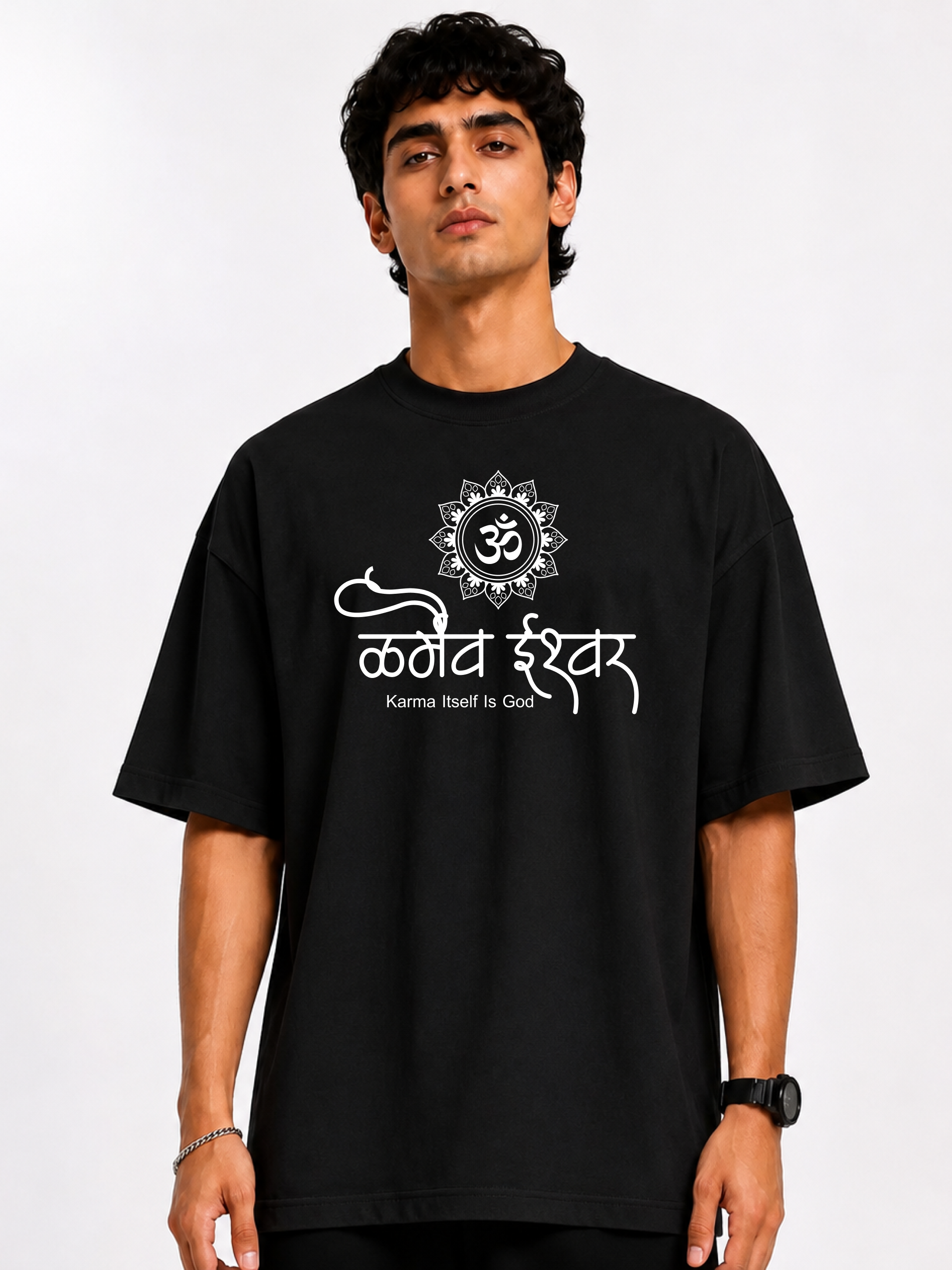 India Om Symbol Karma Sanskrit Graphic T-Shirt | Premium Cotton Tee