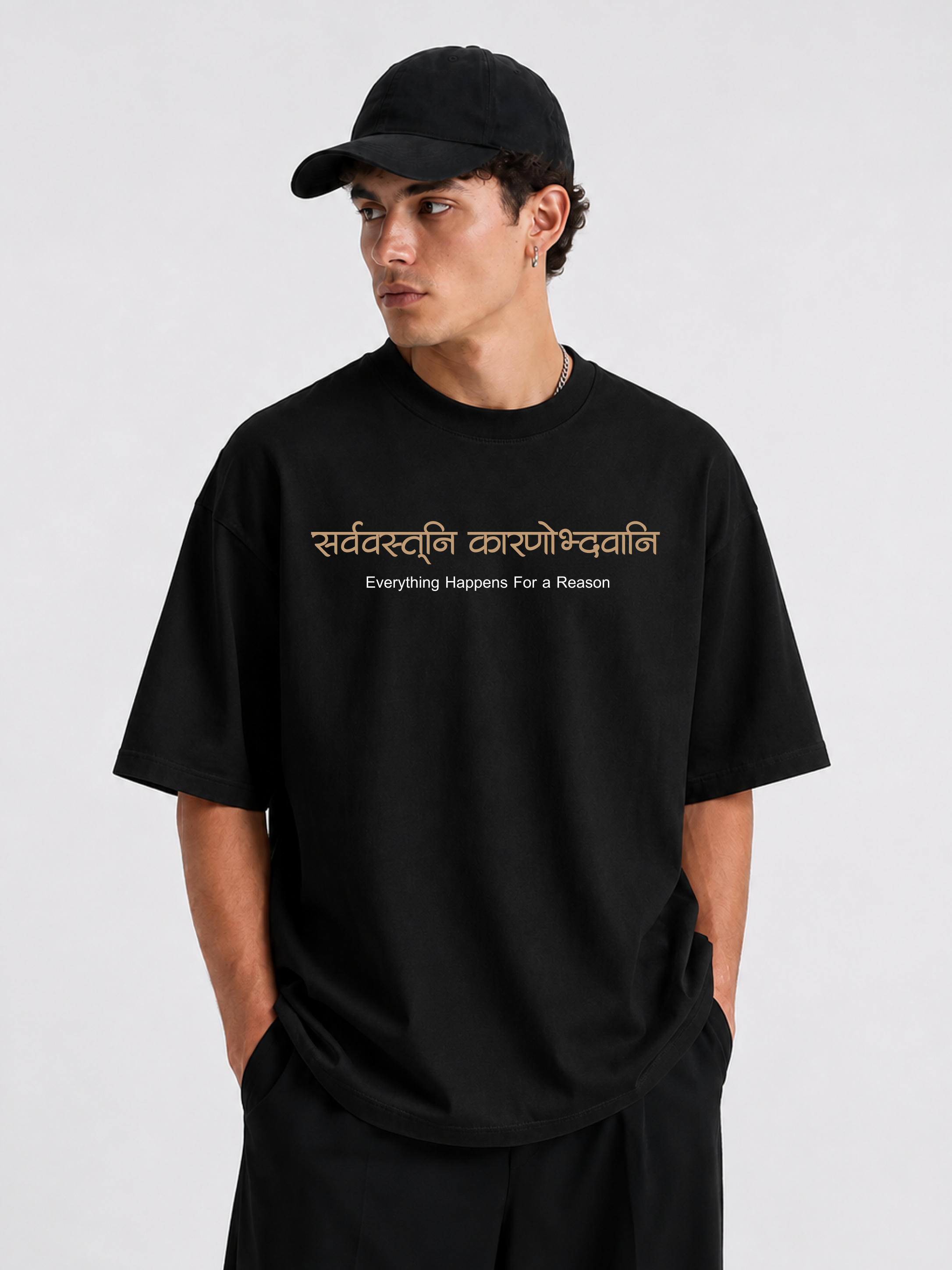India Motivational Sanskrit Graphic T-Shirt | Premium Oversized Unisex Tee