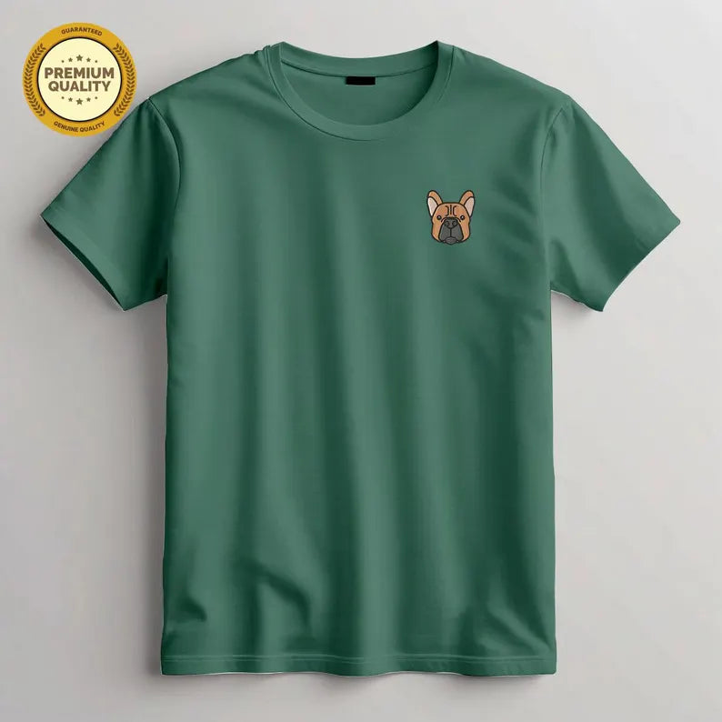 Embroidered Bulldog Unisex T-Shirt, Soft Cotton Blend Tee, Dog Lover Shirt, Cute Bulldog Gift, Animal Embroidery Top