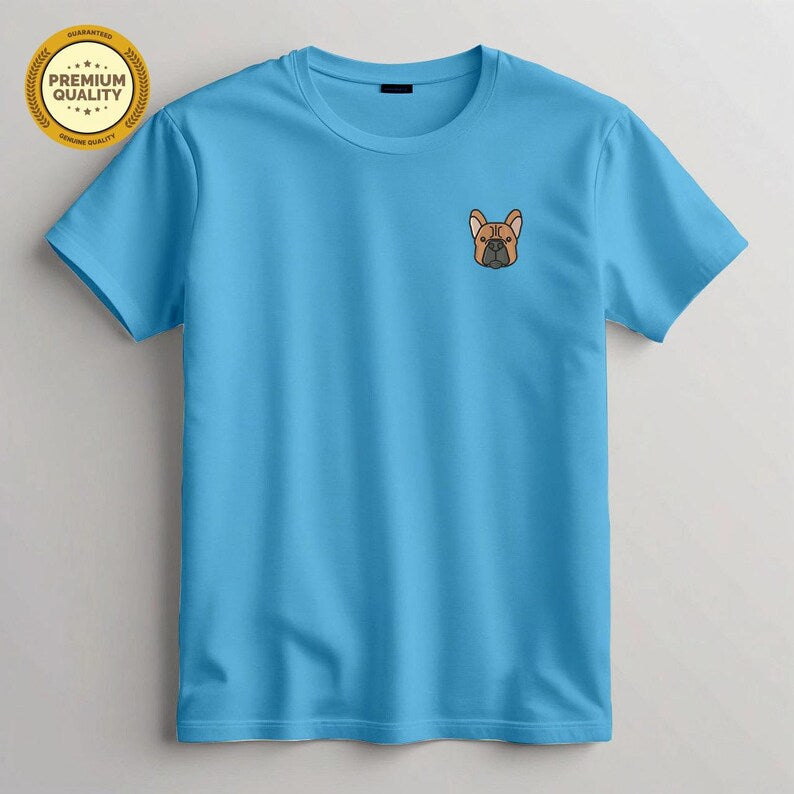 Embroidered Bulldog Unisex T-Shirt, Soft Cotton Blend Tee, Dog Lover Shirt, Cute Bulldog Gift, Animal Embroidery Top