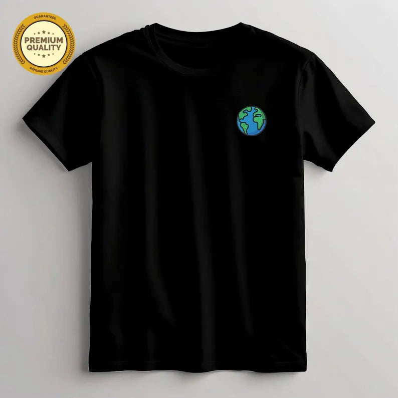 Embroidered Earth Unisex T-Shirt, Soft Cotton Blend Tee