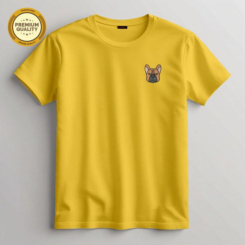 Embroidered Bulldog Unisex T-Shirt, Soft Cotton Blend Tee, Dog Lover Shirt, Cute Bulldog Gift, Animal Embroidery Top