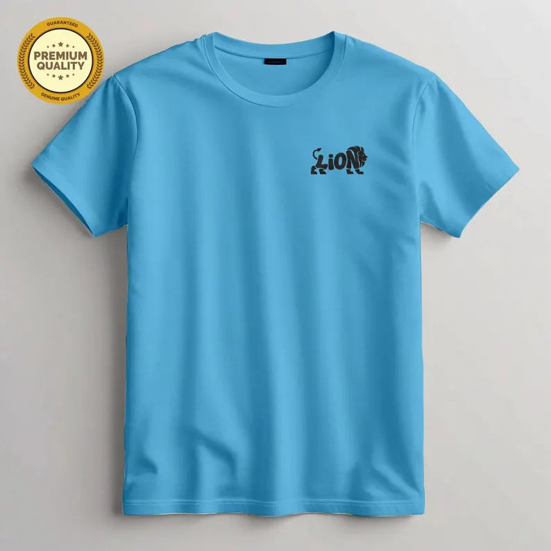 Embroidered Lion Unisex T-Shirt, Soft Cotton Blend Tee