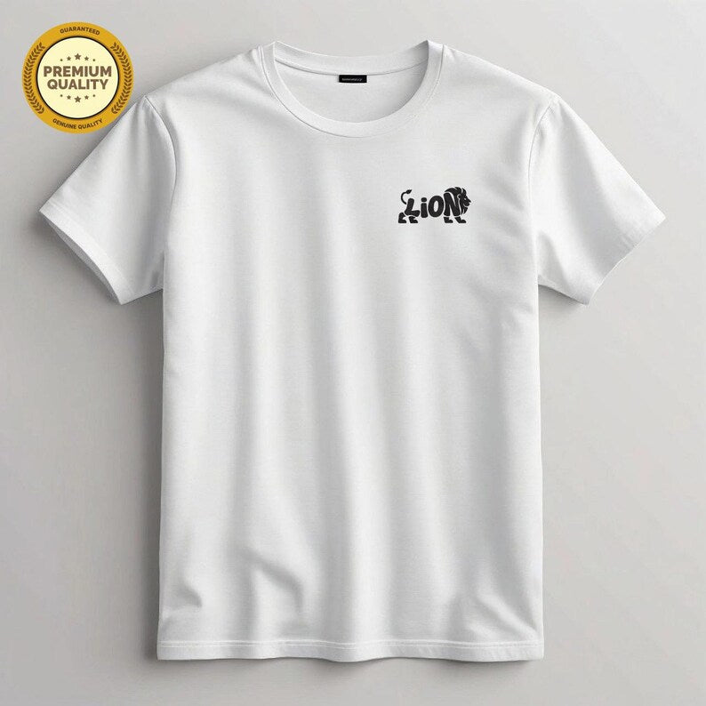 Embroidered Lion Unisex T-Shirt, Soft Cotton Blend Tee