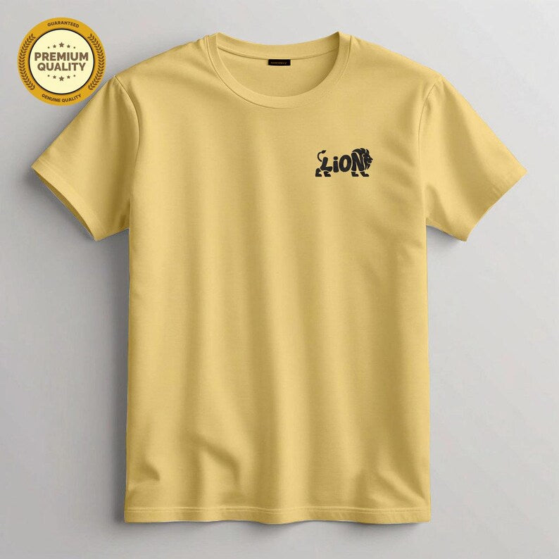 Embroidered Lion Unisex T-Shirt, Soft Cotton Blend Tee