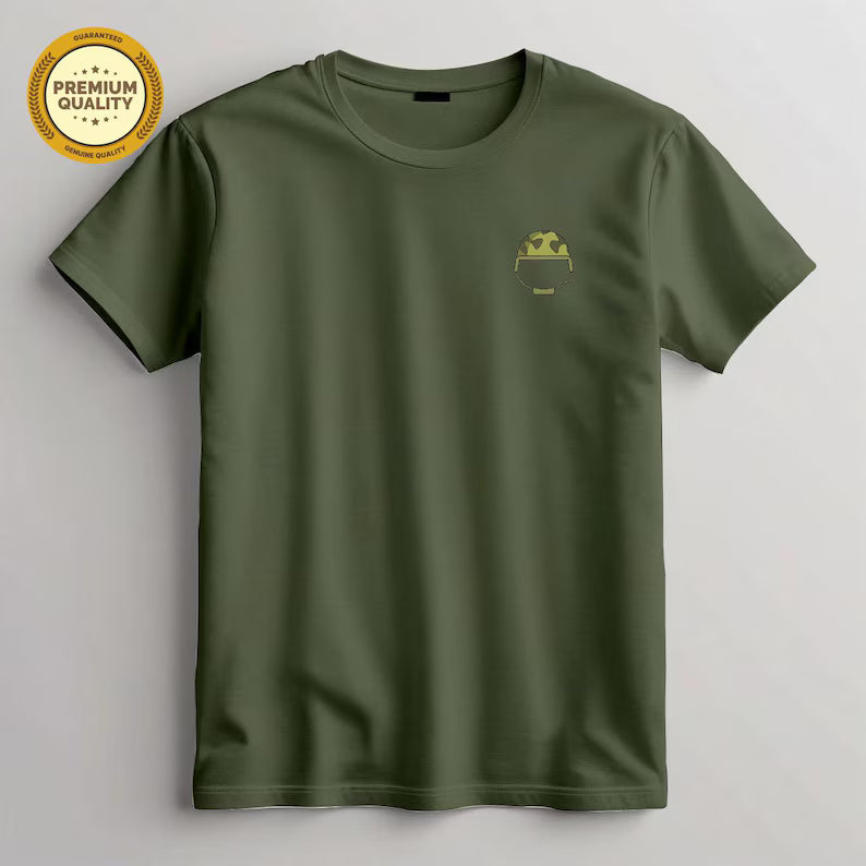 Military Helmet Embroidered Shirt