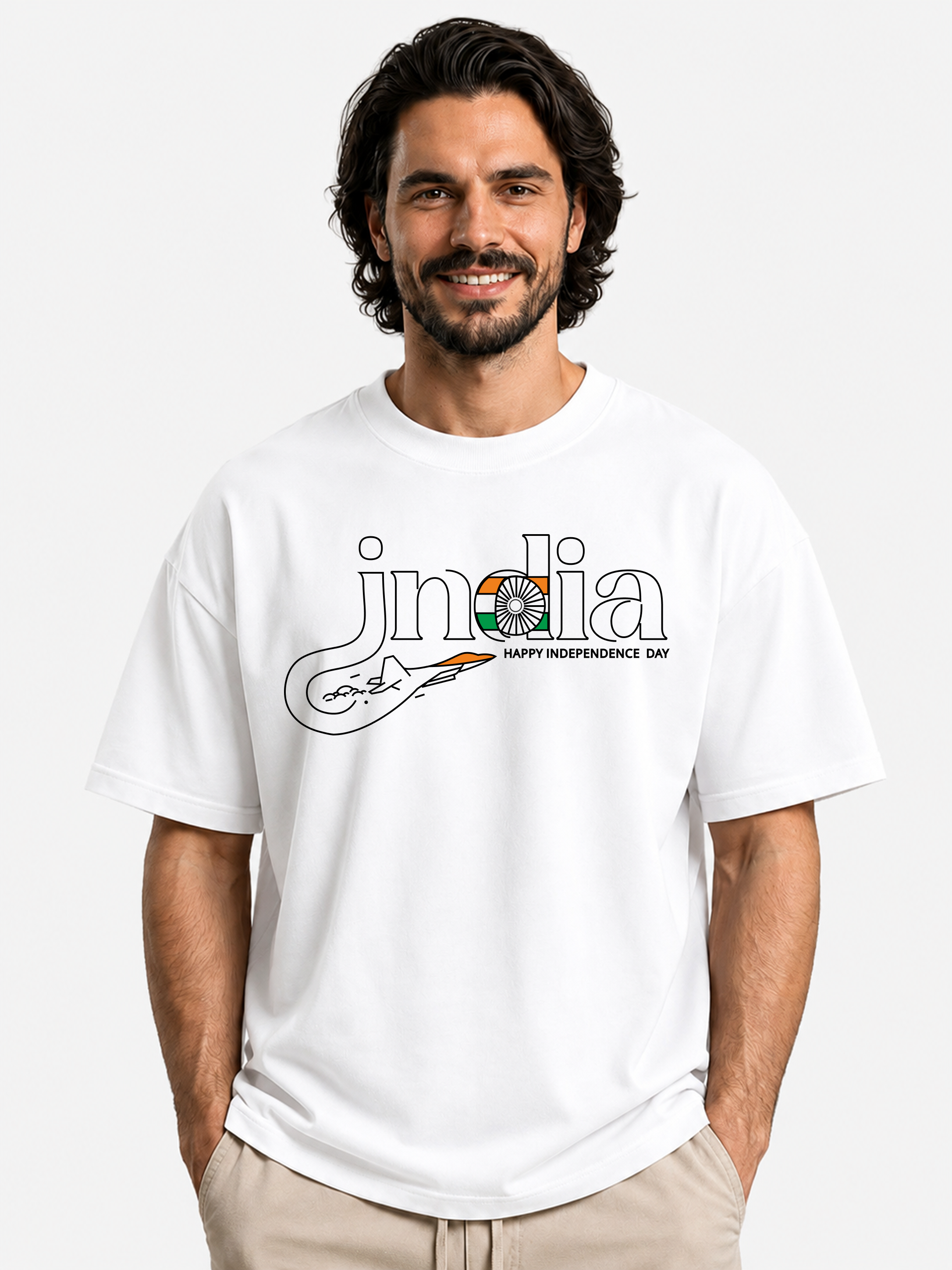 India Tricolor Jet Oversized T-Shirt – Country Pride Unisex Graphic Tee