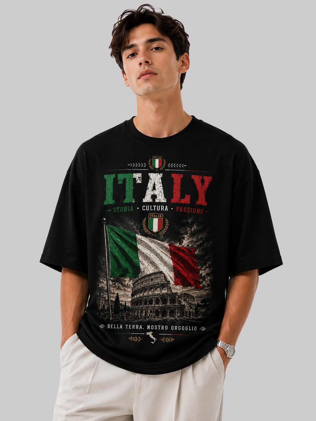Italy Oversized T-Shirt – Country Pride Unisex Graphic Tee