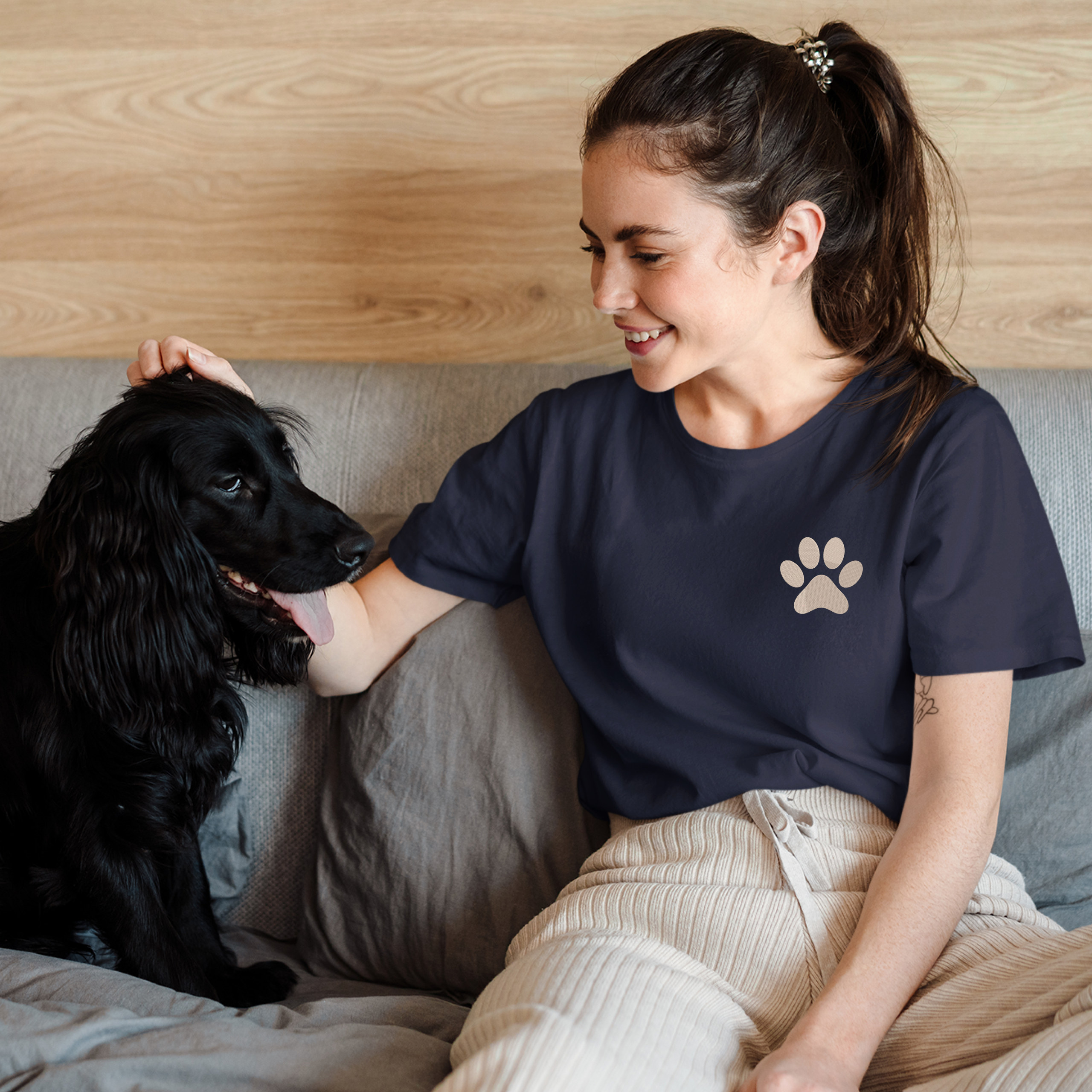 Embroidery Dog Mom T Shirt