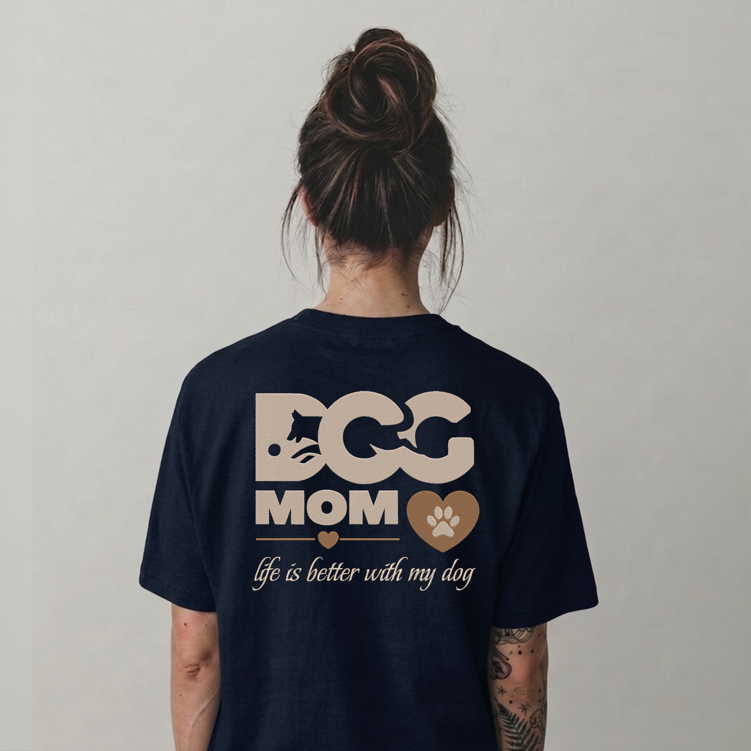 Embroidery Dog Mom T Shirt