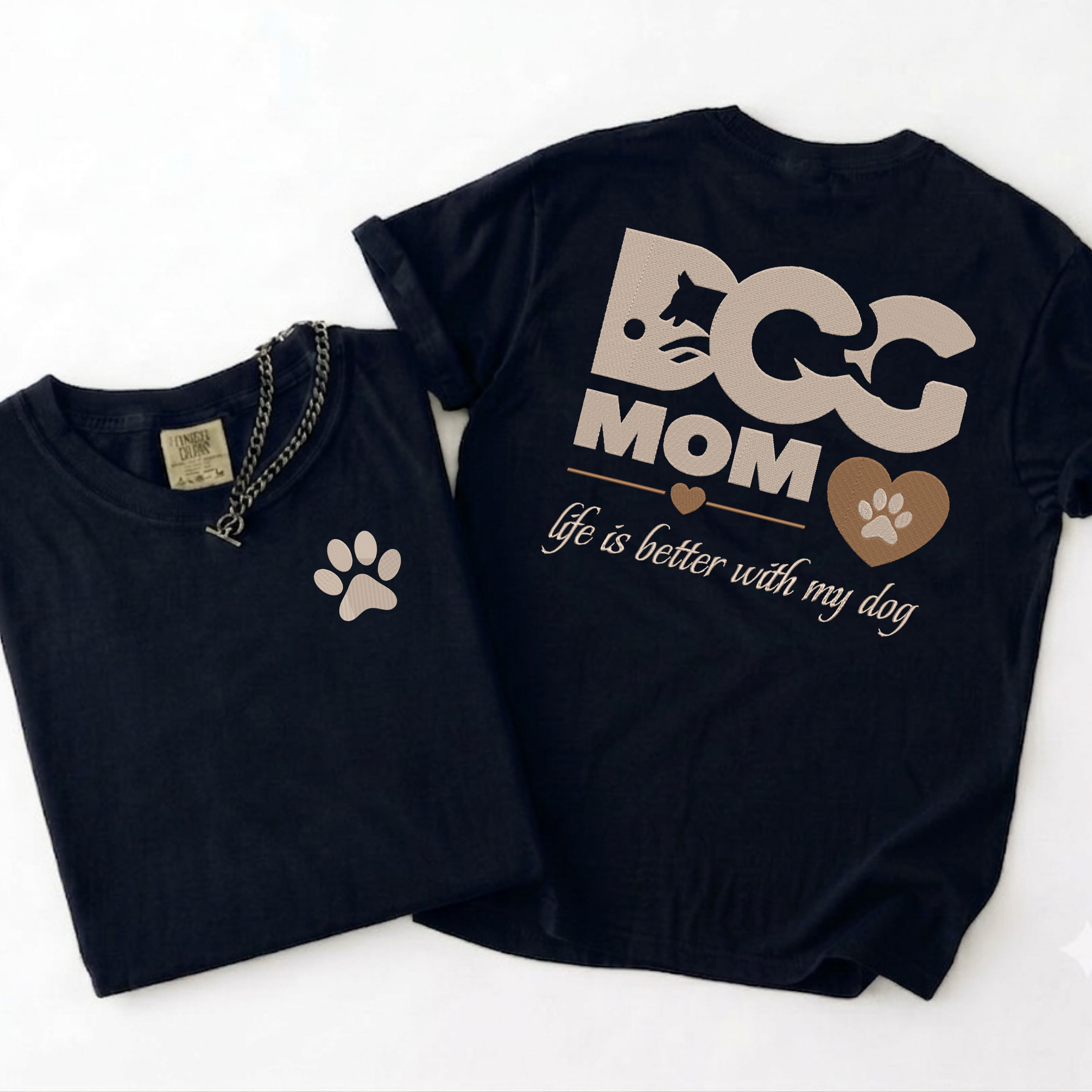 Embroidery Dog Mom T Shirt
