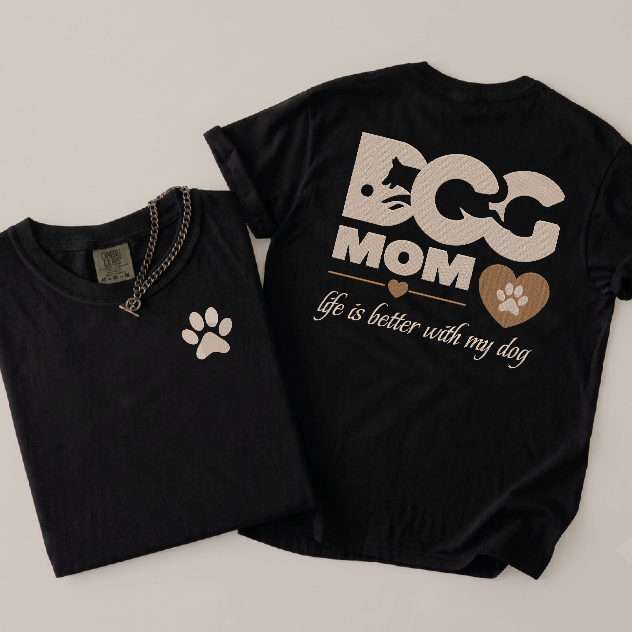 Embroidery Dog Mom T Shirt Main image