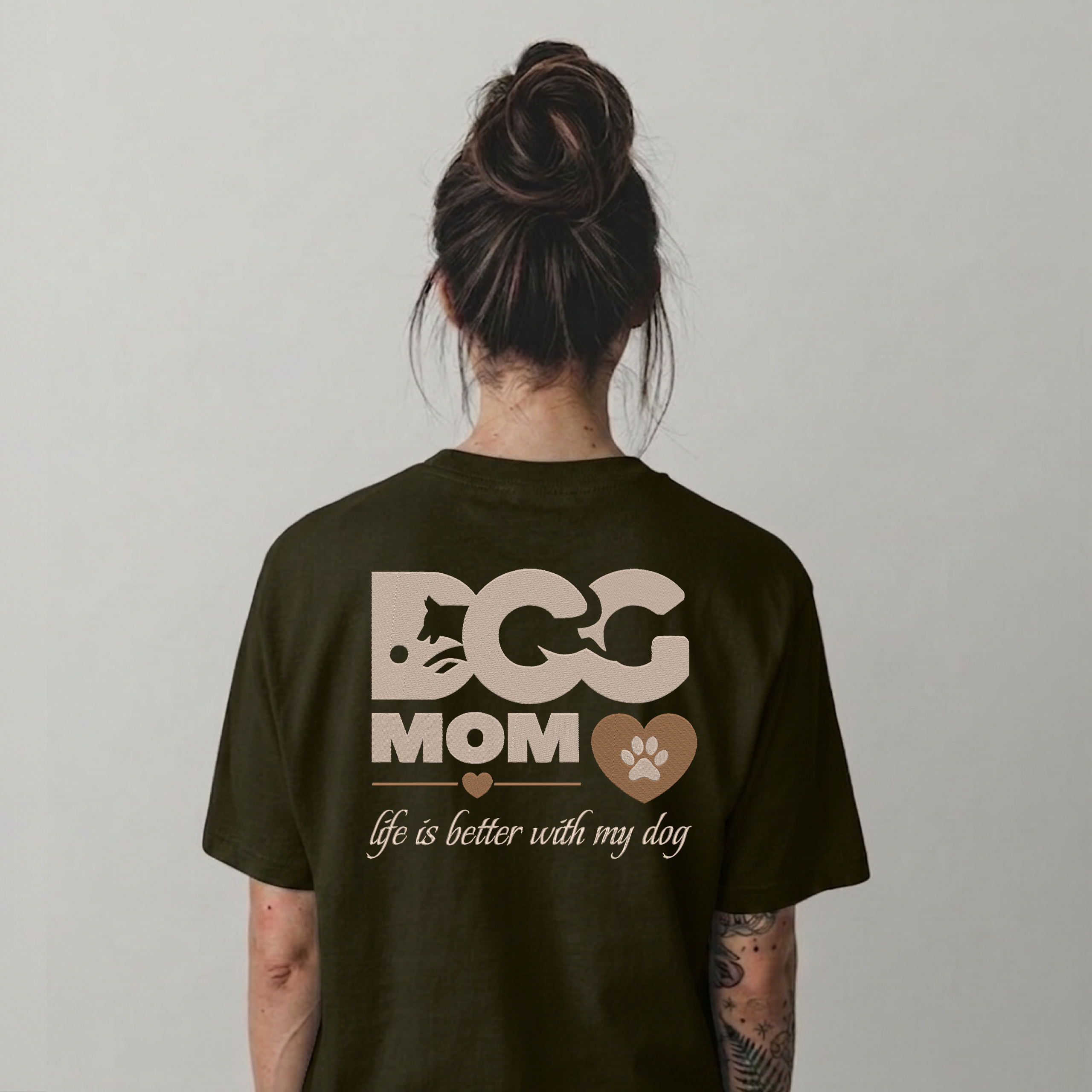 Embroidery Dog Mom T Shirt