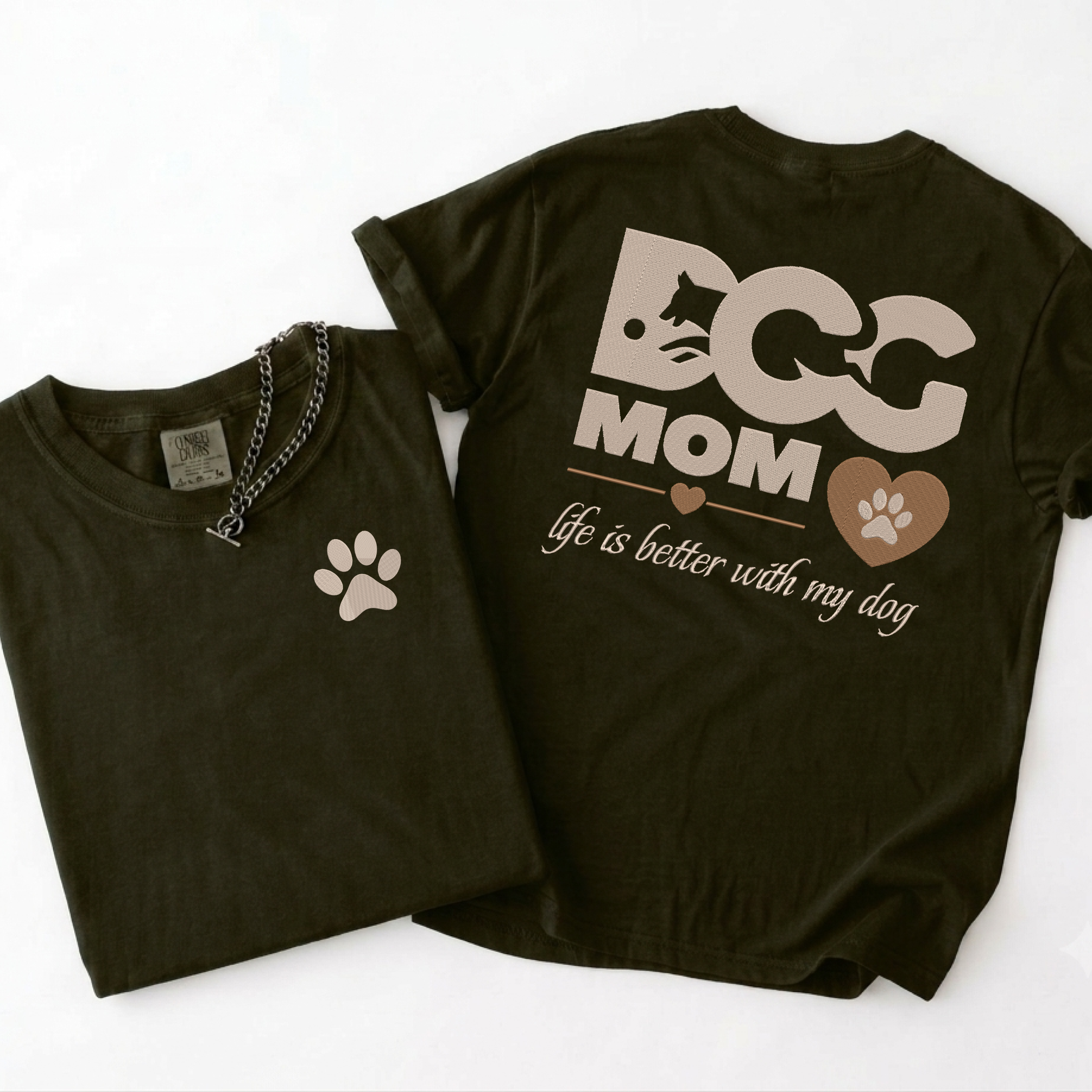 Embroidery Dog Mom T Shirt