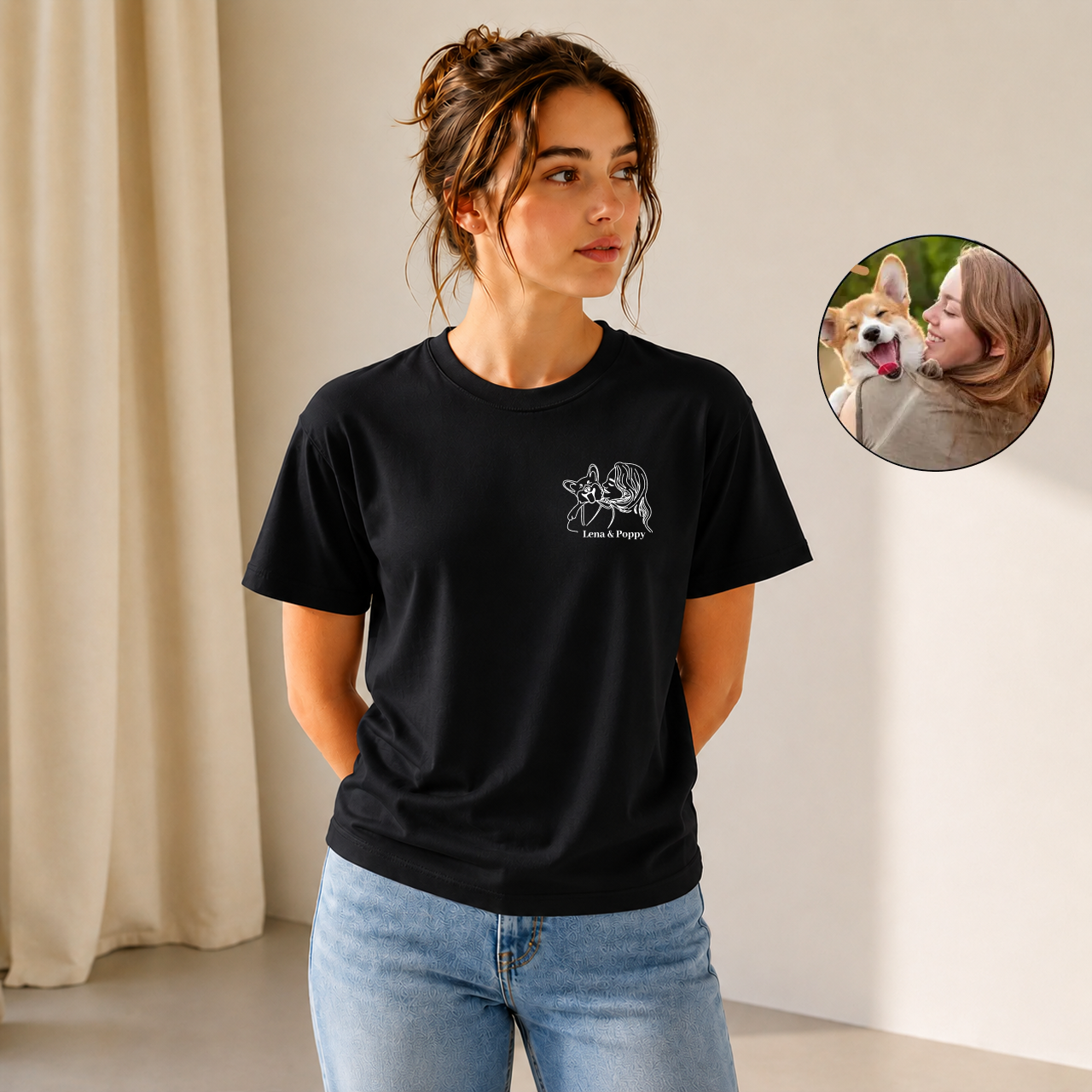 Embroidery Dog Mom T Shirt
